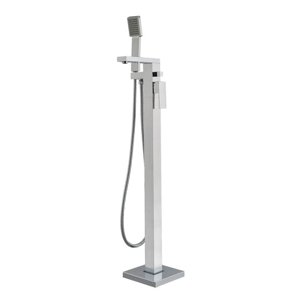 Whitehaus Freestanding 34" Sgl Lvr Tub Filler W/ Integrated Diverter Valve And H WHT8868S-C - main